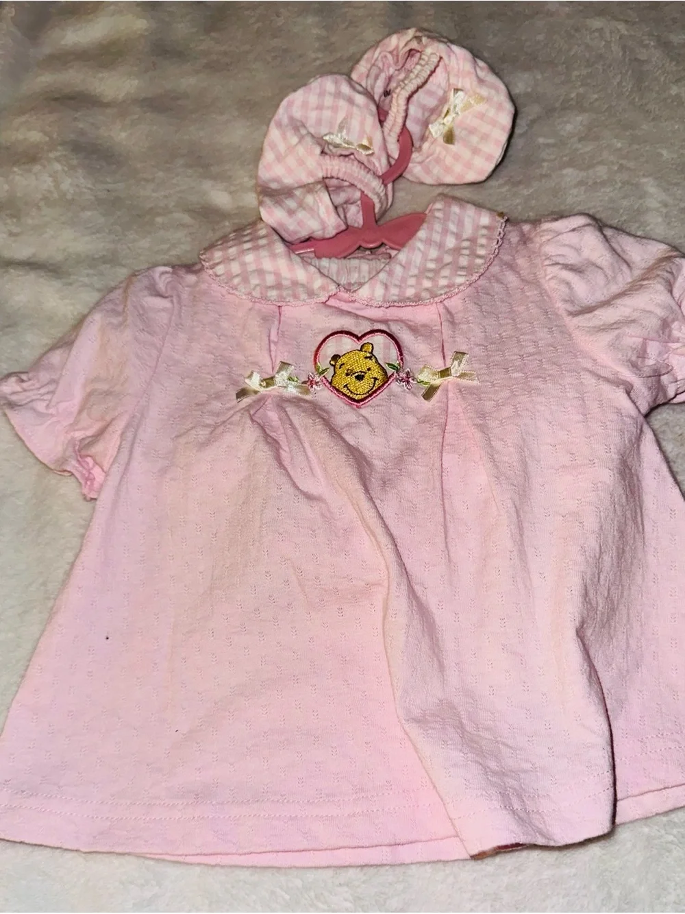 Disney Pink Winnie the Pooh Embroidered Short Sleeve Top